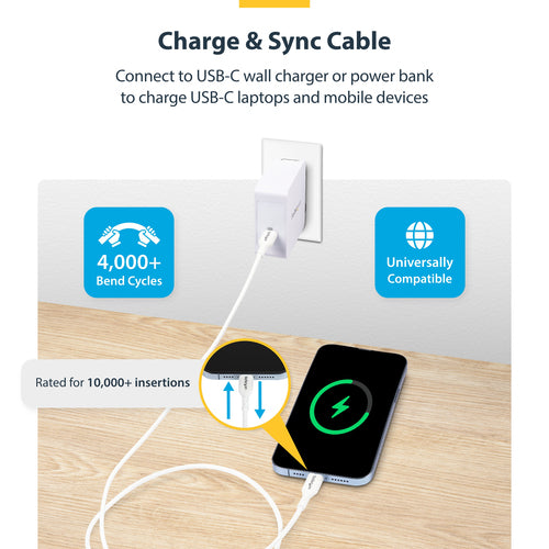 Startech 10Ft (3M) Usb-C Charging Cable, Charge & Sync, 60W (3A) Pd, USB 2.0 Laptop Charge