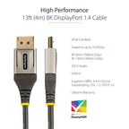 Startech 13Ft (4M) Vesa Certified Displayport 1.4 Cable - 8K 60Hz Hdr10 - Ultra Hd 4K 120H