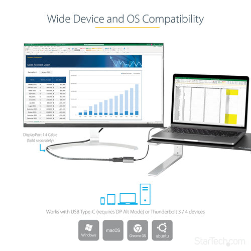 Startech USB C To Displayport Adapter - 8K/4K 60Hz Usb-C To Displayport 1.4 Adapter Dongle