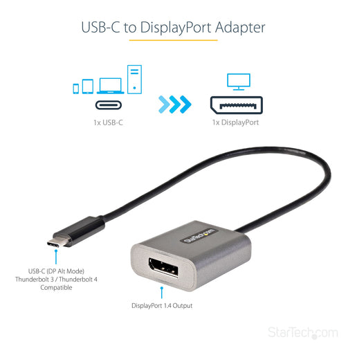 Startech USB C To Displayport Adapter - 8K/4K 60Hz Usb-C To Displayport 1.4 Adapter Dongle