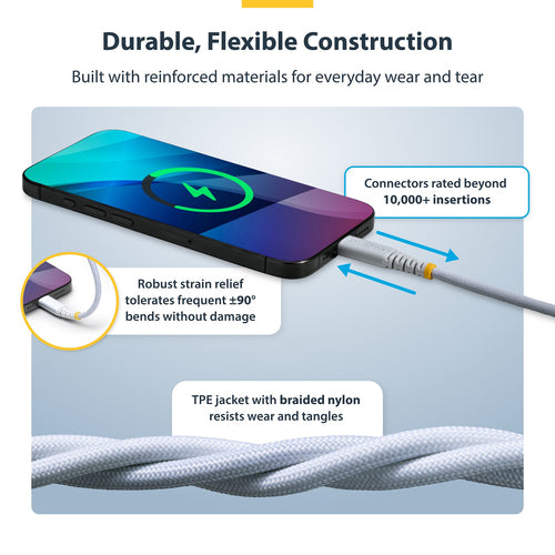 Startech 15Cm (6In) White Usb-C Charging Cable, USB C Cord, 60W/3A Pd, Ltw