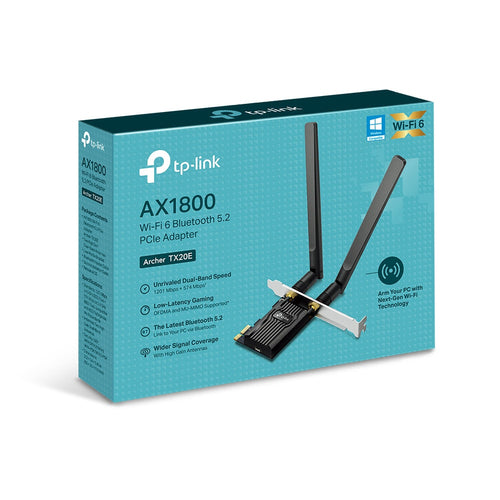 Tp-Link Archer Ax1800 Bluetooth 5.2 Wi-Fi 6 Dual-Band Pcie Adapter, 3Yr