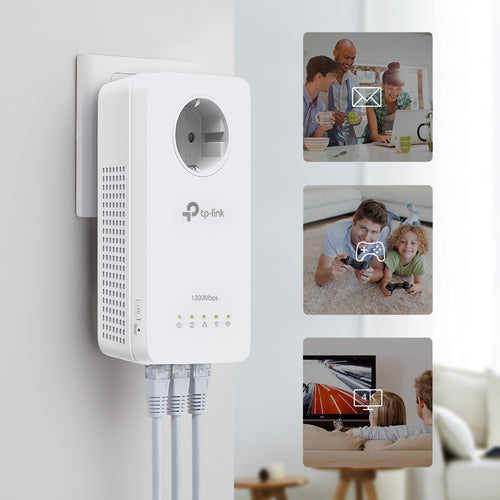 Tp-Link Av1300 Gigabit Passthrough Powerline AC Wi-Fi Starter Kit, Gbe(3), Easymesh, 3Yr