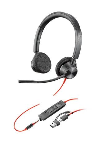 HP Poly Blackwire 3325 Uc, Stereo , Corded Usb-C Headset, 3.5Mm Inc Usb-A Adaptor