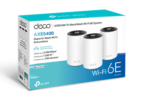 Tp-Link Deco Axe5400 Wi-Fi 6E Tri-Band Mesh System, Gbe(3), 3-Pack, 3Yr