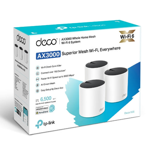 Tp-Link Deco Ax3000 Mesh Wi-Fi 6 Dual-Band System, Gbe(3), 3-Pack, 3Yr