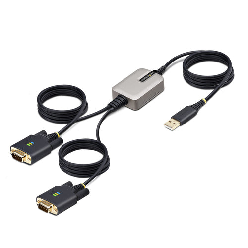Startech 13Ft (4M) 2-Port USB To Serial Adapter Cable, Interchangeable Db9 Screws/Nuts, Co