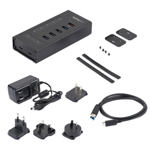 Startech 7 Port Usb-C Hub, Usb-C(2), Usb(5), Rugged, Mount, Dc, 2Yr