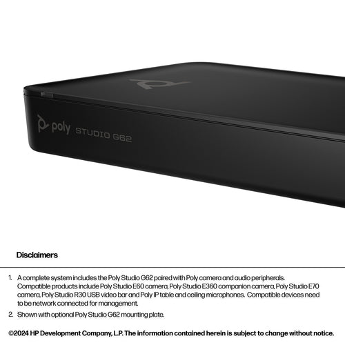 HP Poly G62 Modular Android Video Conferencing System With Mounting Plate Kit