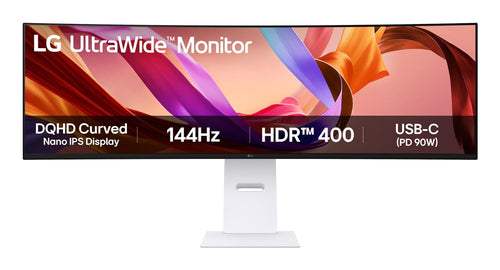LG 49"(32:9) Dual Qhd Curve Ips, Hdmi(2), Dp, Usb-C, 144Hz, Kvm, H/Adj, Vesa, 3Yr