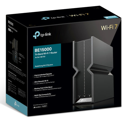 Tp-Link Archer Be15000 Wi-Fi 7Tri-Brand Router, Easymesh, 10Gbe(1), 2.5Gbe(1), Gbe(3), 3Yr