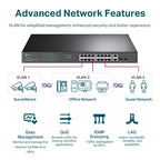 Tp-Link 16-Port Easy Smart Gigabit Switch, Poe+(16), Sfp(2), 250W, Metal Case, 5Yr
