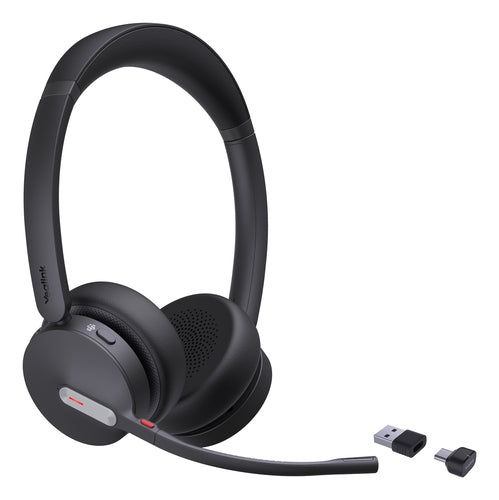 Yealink Wireless (Bh70) Ms Stereo Bluetooth Headset Bt51 Dongle, Black, C To A Adapter