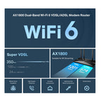 Tp-Link Archer Ax1800 Vdsl/Adsl Wi-Fi 6 Dual-Band Modem Router, Vdsl2, Gbe(4), 3Yr