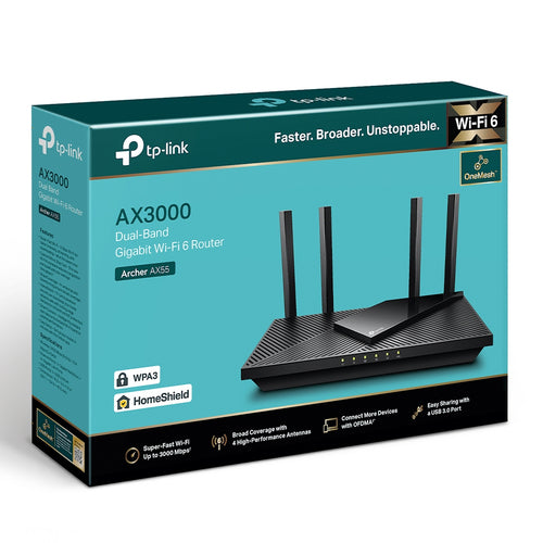 Tp-Link Archer Ax3000 Wi-Fi 6 Dual-Band Router, Easymesh, Gbe(4), 3Yr