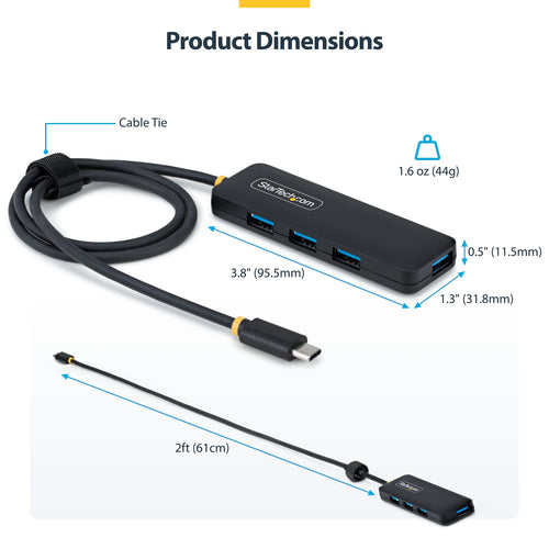 Startech 4-Port Usb-C Hub, 5Gbps, Usb-C To 4X Usb-A, Bus Powered, 2 Yr
