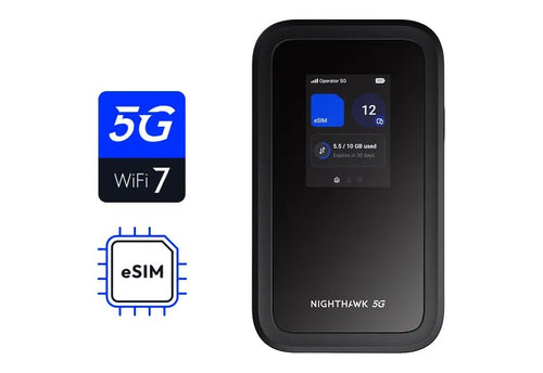 Netgear (Mh7150) Nighthawk M7 Wi-Fi 7 5G Esim Mobile Router, Dual Sim (Psim+Esim) 2Yr