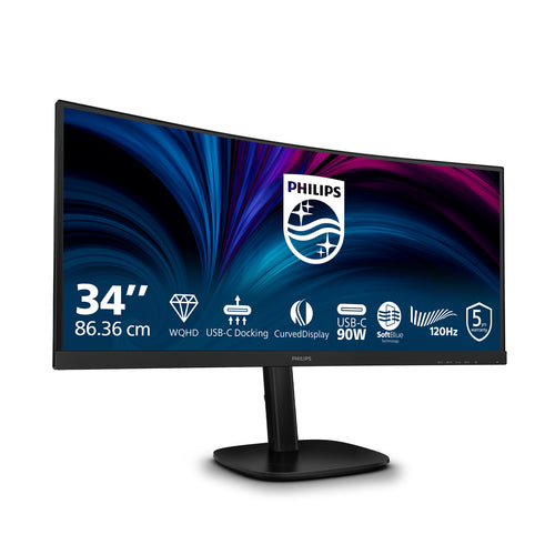 Philips 34" (21:9) Curve Monitor, Wqhd Va, Hdmi, Dp, Usb(5), Usb-C, Lan, Kvm, H/Adj, 4Yr