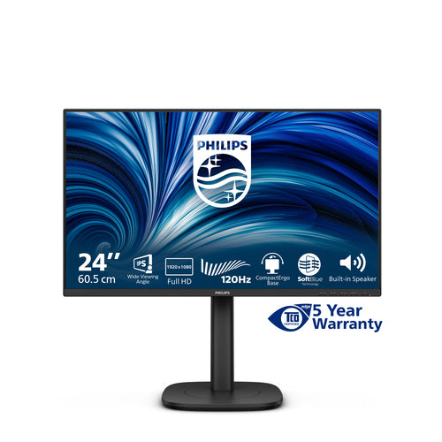 Philips 24" (16:9) Monitor, Fhd Ips, Hdmi, Dp, Usb(5), H/Adj, Spk 4Yr