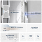 Tp-Link Be9300 Tri Band Wi-Fi 7 Range Extender, Easymesh, 2.5 Gbe(1), Ant (4), 3Yr