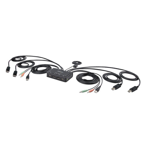 Startech 2 Port USB Dual Displayport 4K 60Hz Cable Kvm Switch W Audi