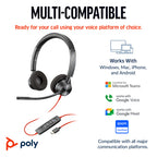 HP Poly Blackwire 3320, Ms, Stereo, Corded Headset, Including Usb-A Adaptor