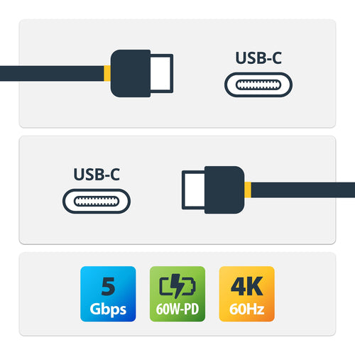 Startech 1M Usb-C 3.0 Cable, TB 3 Compatible, Black, 2Yr