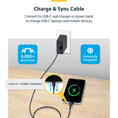 Startech 10Ft (3M) Usb-C Charging Cable, Charge & Sync, 60W (3A) Pd, USB 2.0 Laptop Charge