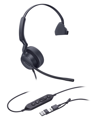 Yealink Wired (Uh44) Ms Mono Headset,Noise Cancelling Mic, USB C Native, C To A Adapter