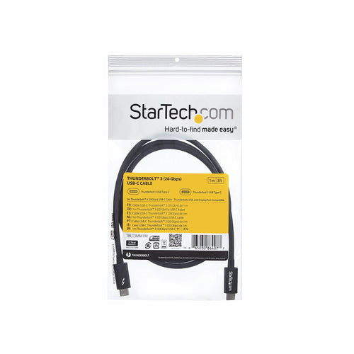 Startech 1M T/Bolt3 Cable, 20Gbps, 100W Pd, Black, 2Yr
