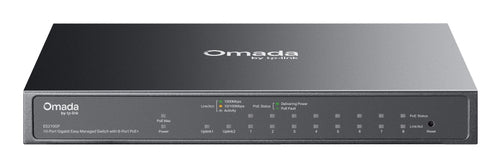 Tp-Link Omada 10-Port Easy Managed Gigabit Switch, Poe+(8), Sfp(1), Gbe(1), 63W, 5Yr