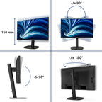 Philips 24" (16:9) Monitor, Fhd Ips, Hdmi, Dp, Usb(5), H/Adj, Spk 4Yr