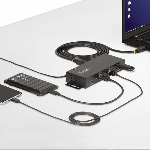 Startech 7-Port Managed USB Hub - Metal Industrial Housing - Mountable, 2 Yr