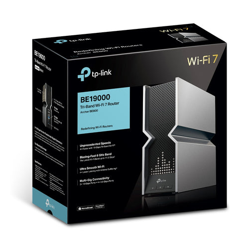 Tp-Link Archer Be19000 Wi-Fi 7 Tri-Band Router, Easymesh, 10Gbe(2), 2.5Gbe(4), 3Yr