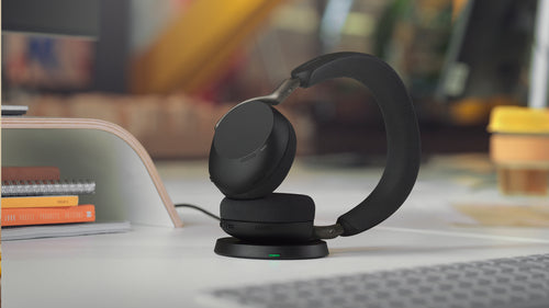 Jabra Wireless Evolve3 75 Uc Stereo Bluetooth Anc Headset W/Wless Charging Pad, Link390C