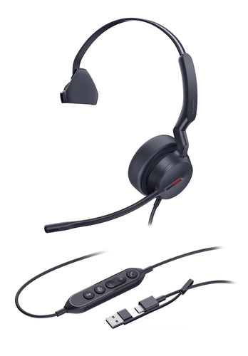Yealink Wired (Uh44) Ms Mono Headset,Noise Cancelling Mic, USB C Native, C To A Adapter