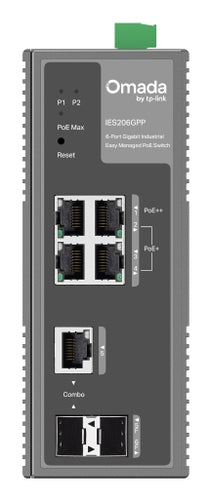 Tp-Link Omada 6-Prt Indust Managed Gigabit Switch, Poe+(3), Poe++(1), Sfp Combo(2), 5Yr
