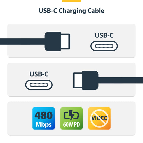 Startech 10Ft (3M) Usb-C Charging Cable, Charge & Sync, 60W (3A) Pd, USB 2.0 Laptop Charge