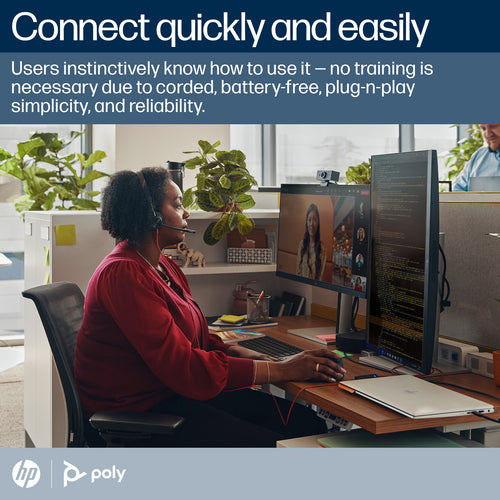 HP Poly Blackwire 3310 Ms Mono Usb-C Corded Headset, Including Usb-A Adaptor