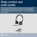HP Poly Blackwire 3320, Ms, Stereo, Corded Headset, Including Usb-A Adaptor