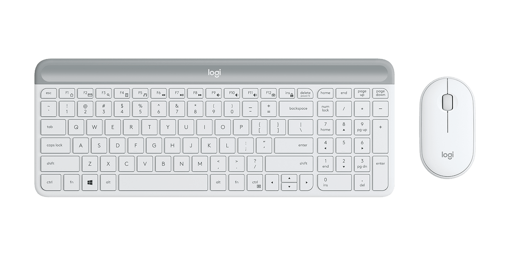 Logitech Mk470 Slim Wireless Keyboard And Mouse Combo, 2.4 GHZ USB Receiver, White- 1Yr Wty