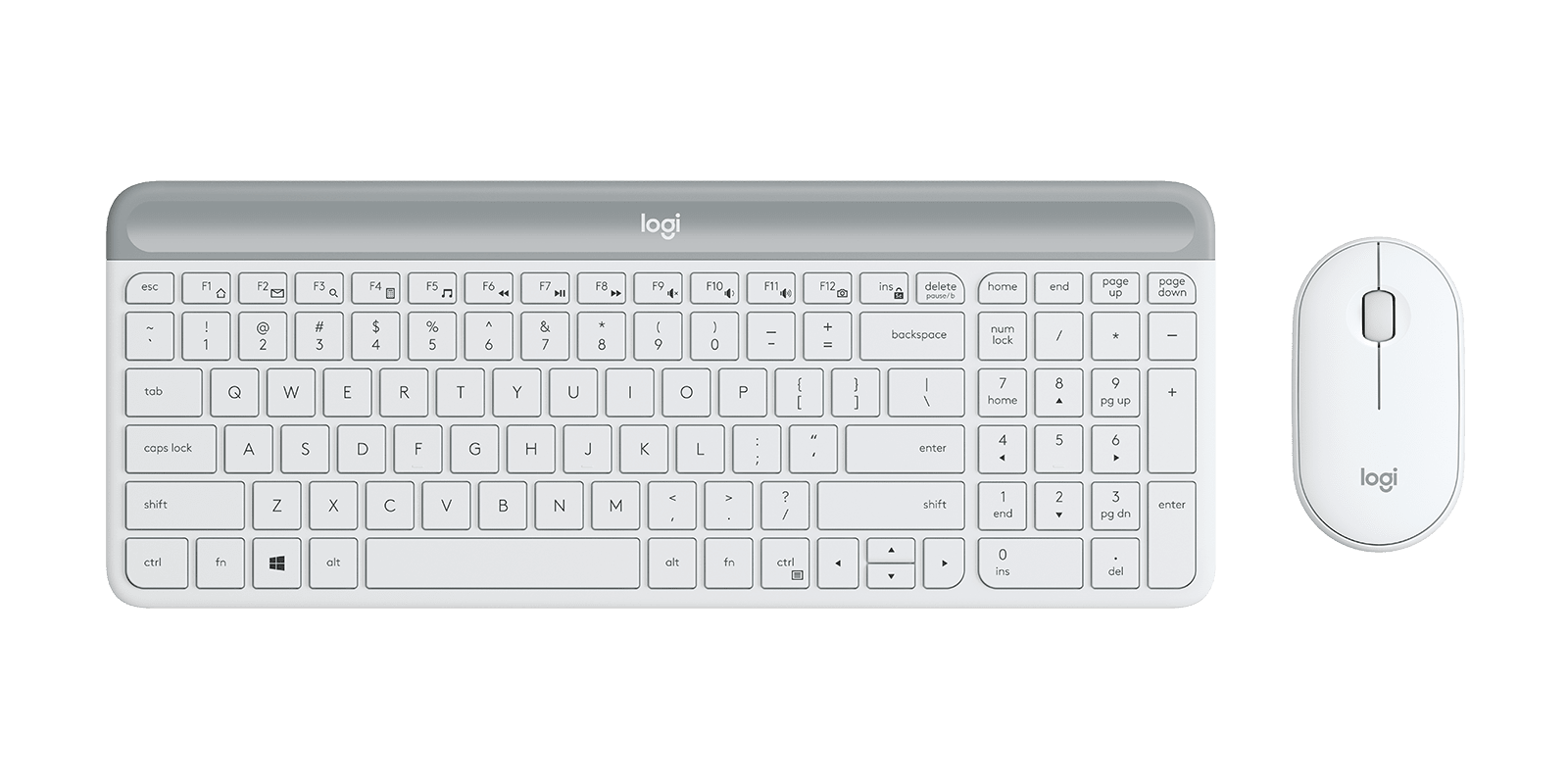 Logitech Mk470 Slim Wireless Keyboard And Mouse Combo, 2.4 GHZ USB Receiver, White- 1Yr Wty