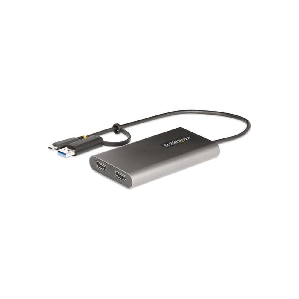 StarTech USB-C To Dual-Hdmi Adapter, USB-C Or A To 2X HDMI, 4K 60Hz, 100W Power Deliver