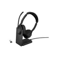 Jabra Wireless Evolve2 55 UC Stereo Bluetooth Anc Headset W/Charging Stand+Link390A, USB-A