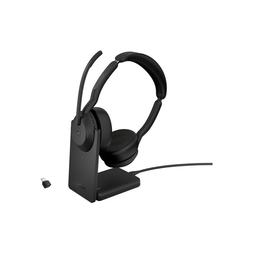 Jabra Wireless Evolve2 55 MS Stereo Bluetooth Anc Headset W/Charging Stand, Link390C, USB-C