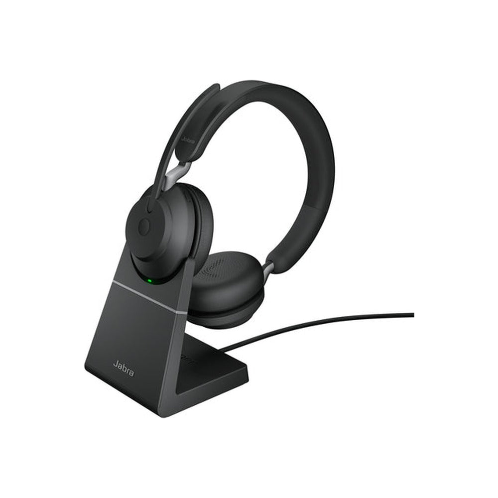 Jabra Wireless Evolve2 65 UC Stereo Bluetooth Headset W/Charging Stand+Link 380C Bt, USB-C