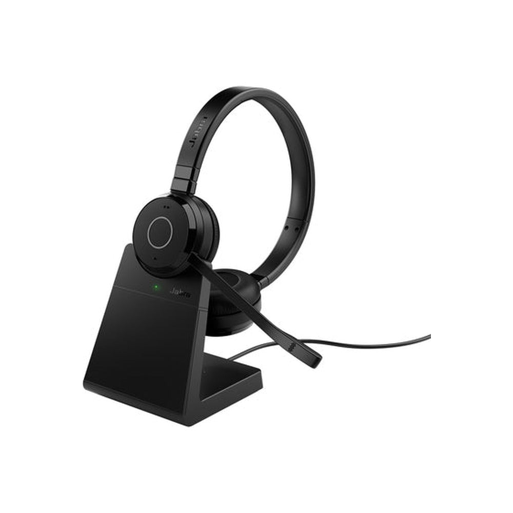 Jabra Wireless Evolve 65 Te UC Stereo Bluetooth Headset W/Charge Stand+ Link 390A Bt, USB-A