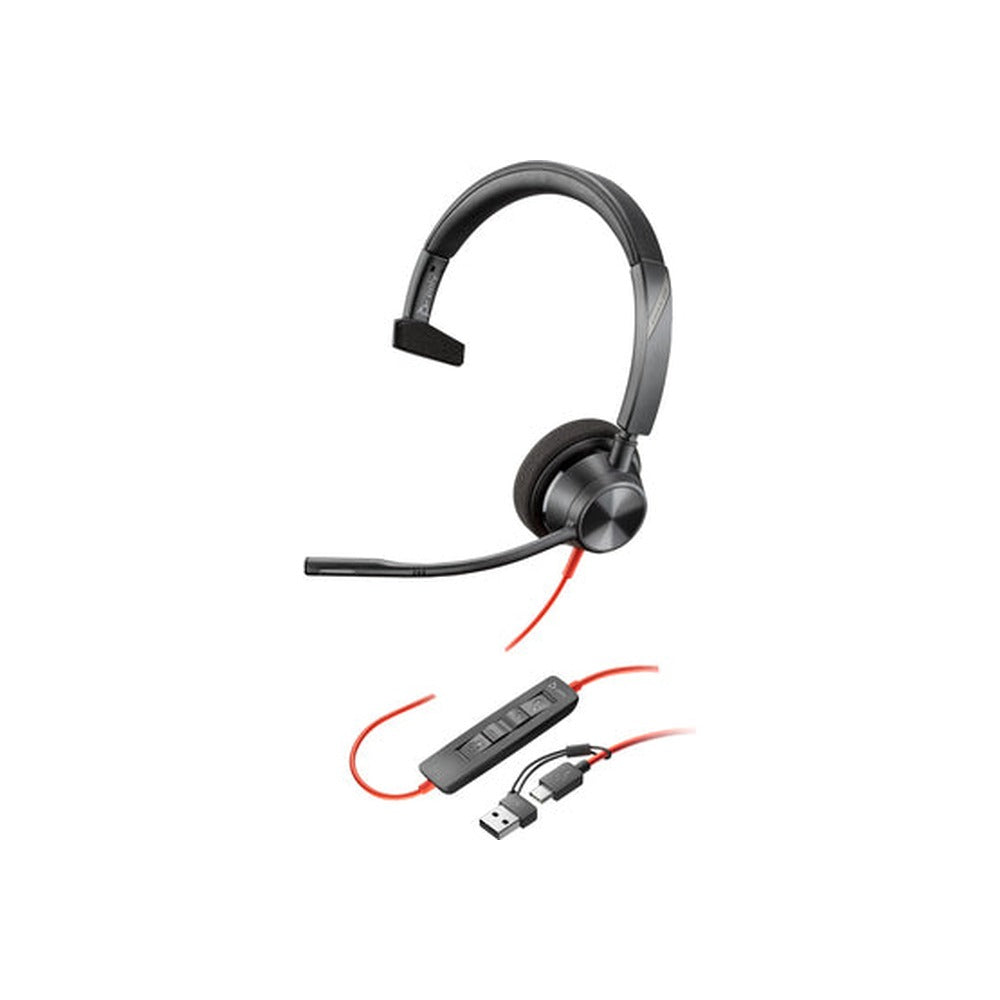 HP Poly Blackwire 3310, UC, Mono USB-C Wired Headset, Including USB-A Adaptor