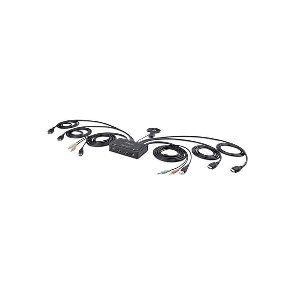 2-Port USB Dual HDMI 4K 60Hz Cable KVM Switch W/ Audio