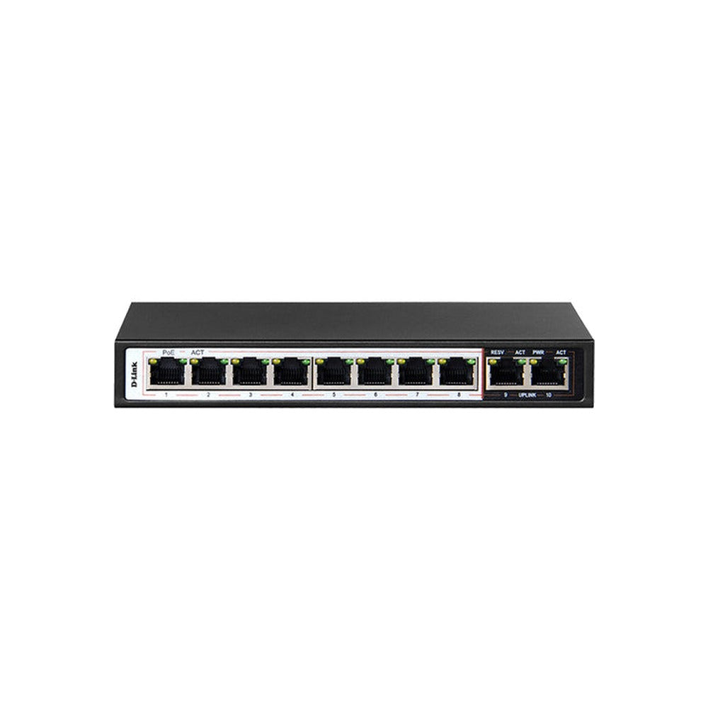 D-Link 10P 10/100Mbps PoE Switch With 8 Long Reach PoE Ports (96W) And 2 Uplink Ports